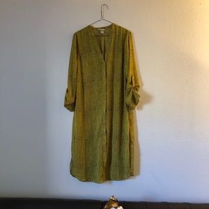 Chartreuse button down shirt dress